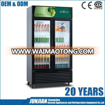 Custom commercial 2 door glass beverage air freezer display cooler for supermaket