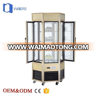 New arrival refrigeration equipment china factory luxury vertical rotating aluminium portable cooler cake display